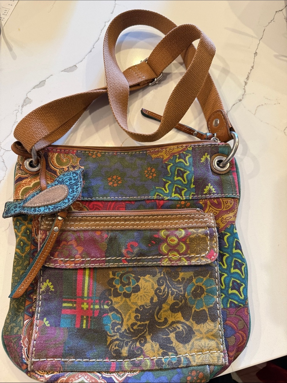 Fossil patchwork Boho Multi-Color Crossbody Shoulder Bag - Picture 1 of 11